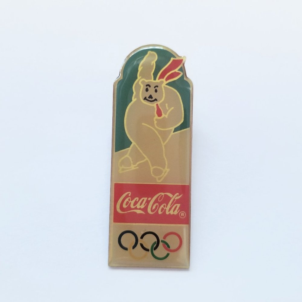 Coca-Cola Olympic ice skating polar bear lapel pin